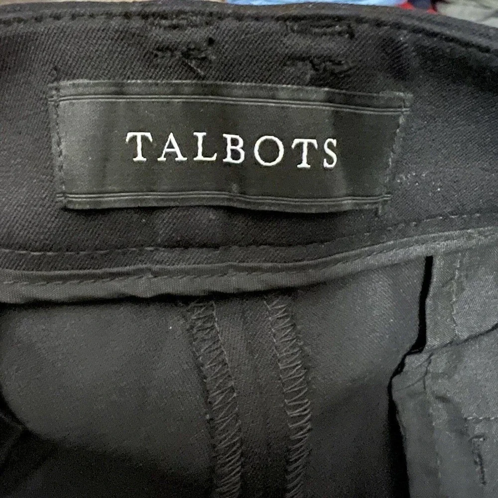 Talbots Black High Waist Straight Pants Size 12 Flat Front Chinos